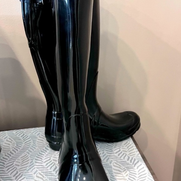 HUNTER BOOTS..Original Gloss ..SIZE 5M/6F..Black gloss …Worn once - Picture 7 of 7